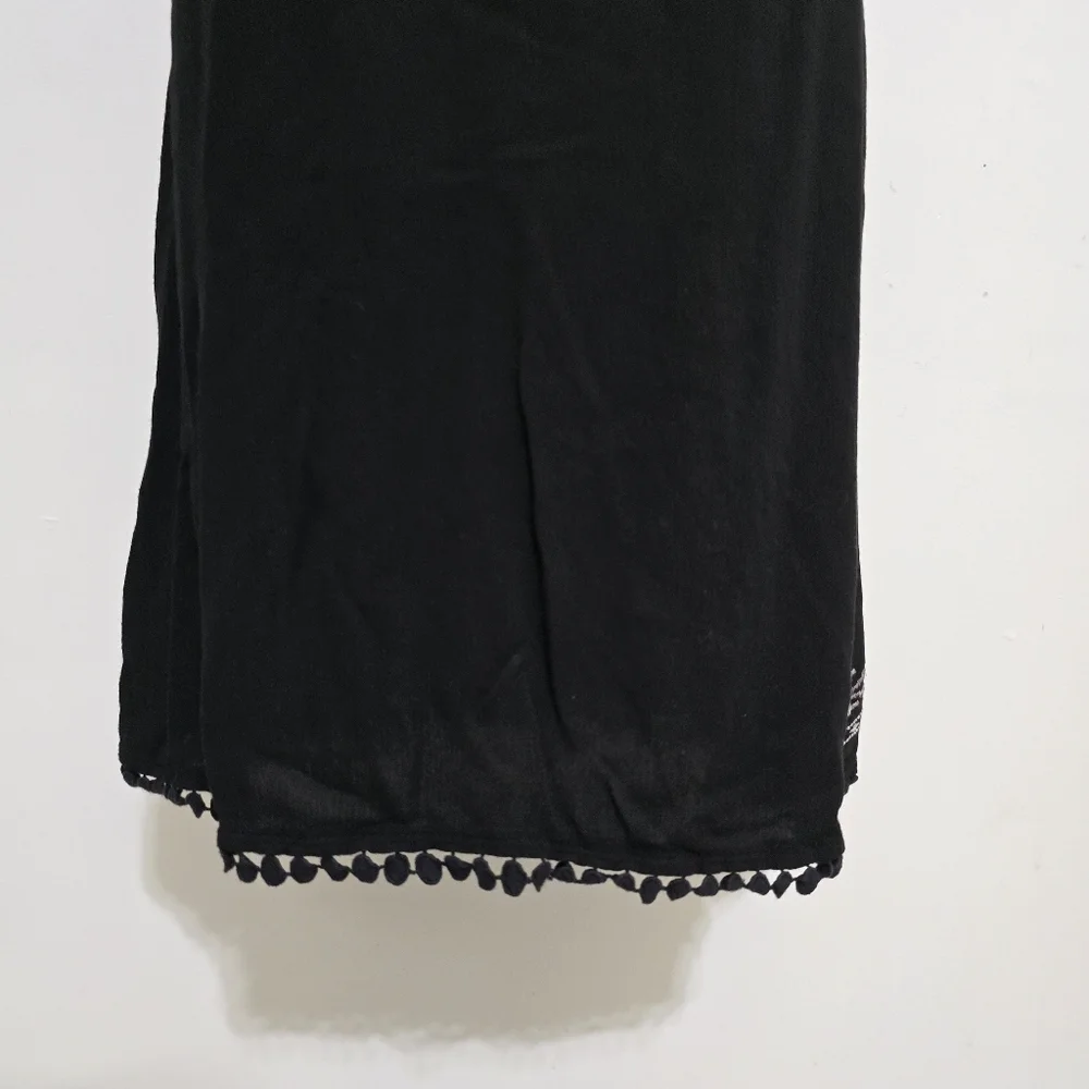 KNOX ROSE size Small Sleeveless Embroidered Tie Waist‎ Button Boho Dress Black